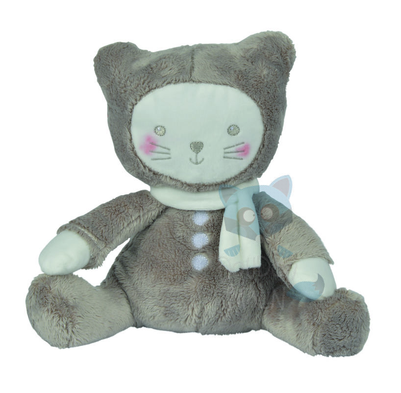  petit chat peluche gris beige blanc 25 cm 